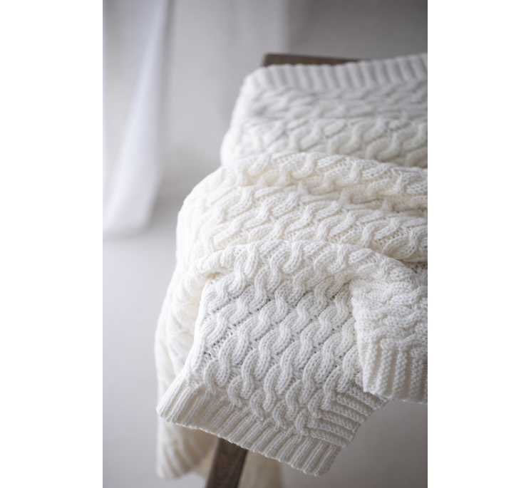 Warm blanket of 100% merino wool cream - premium collection - MY MEMI