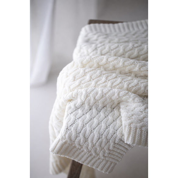 Ciepły kocyk ze 100% wełny Merino Warm Beige - Premium Collection - MY MEMI