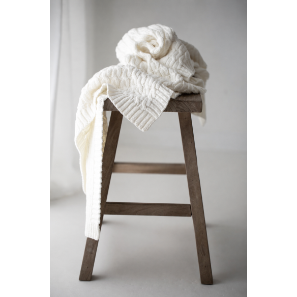 Warm blanket of 100% merino wool warm beige - premium collection - MY MEMI