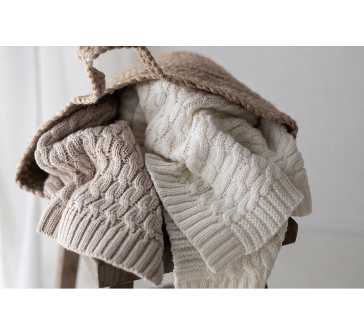 Warme Babydecke aus 100% Merinowolle Warm Beige –  Premium Collection - MY MEMI