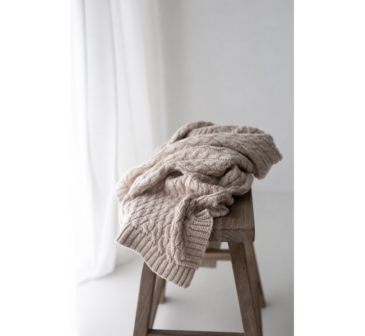 Warm blanket of 100% merino wool warm beige - premium collection - MY MEMI
