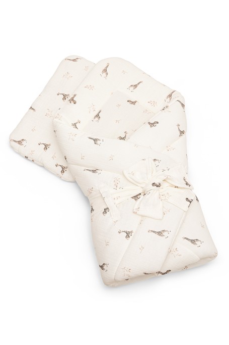 2w1 rożek/pościel z organicznego muślinu - giraffes - MY MEMI