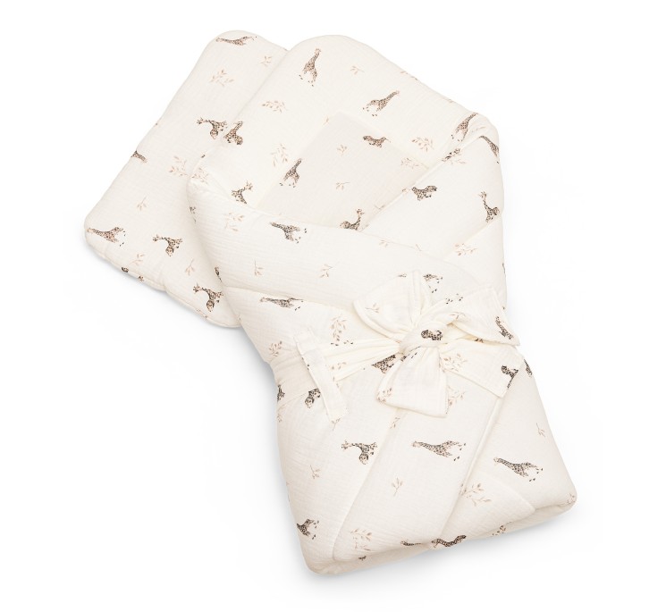 2w1 rożek/pościel z organicznego muślinu - giraffes - MY MEMI