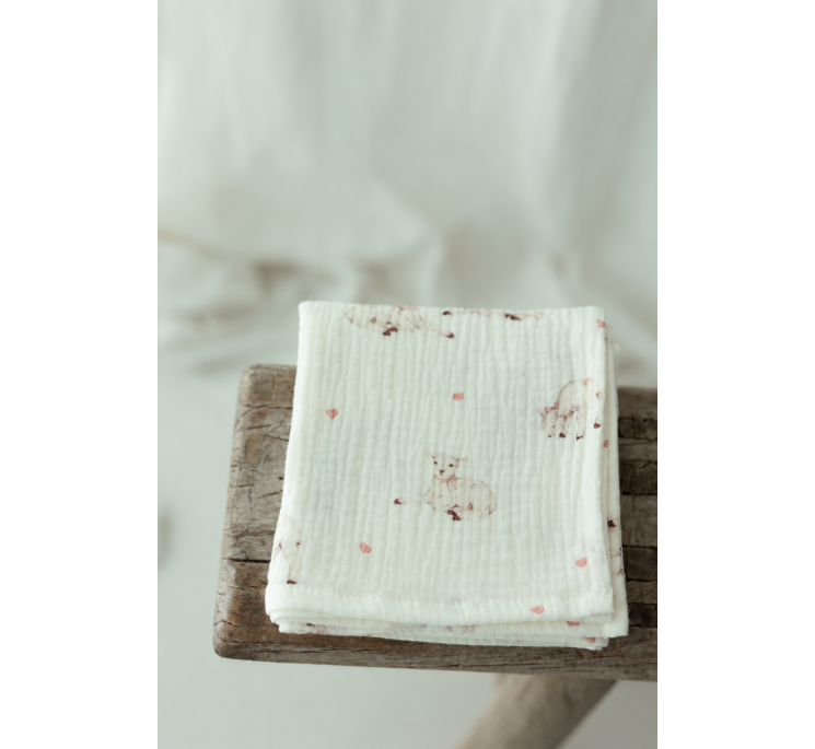 4-pak pieluszek muślinowych z bawełny organicznej 35x35 - little sheeps - MY MEMI
