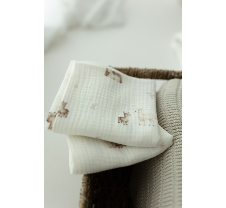Otulacz muślinowy z bawełny organicznej 100x100 - alpacas