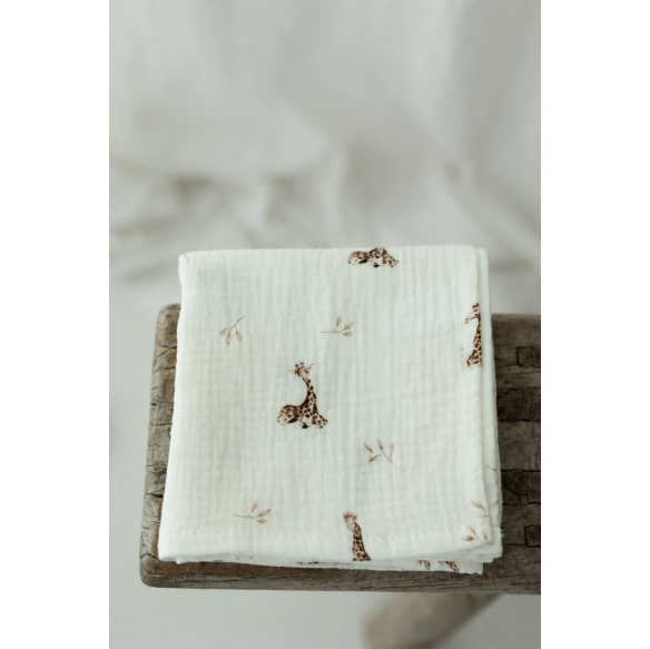 Otulacz muślinowy z bawełny organicznej 100x100 - giraffes - MY MEMI