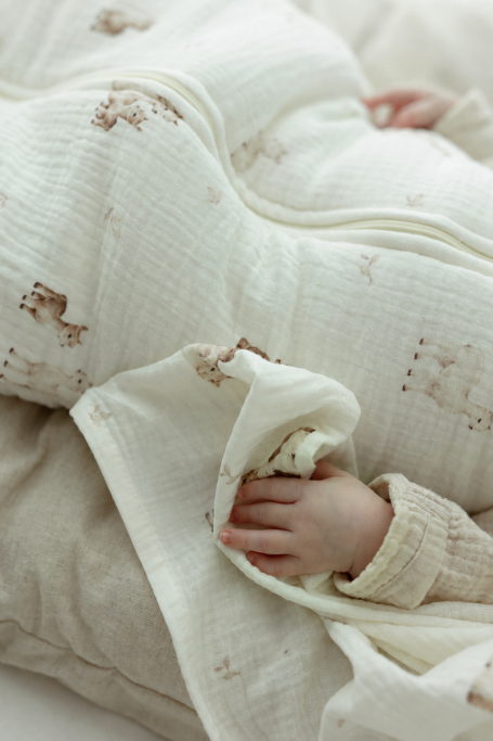 Bio Baumwolle Musselin Babyschlafsack 0 - 5 Monate 2.5 TOG - alpacas - MY MEMI 2