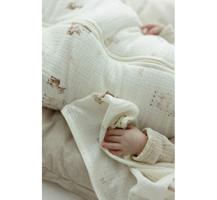 Bio Baumwolle Musselin Babyschlafsack 0 - 5 Monate 2.5 TOG - alpacas - MY MEMI