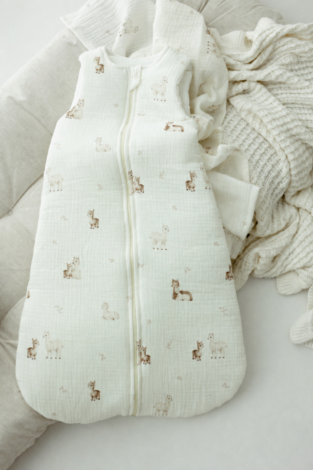 Bio Baumwolle Musselin Babyschlafsack 5 - 18 Monate 2.5 TOG - alpacas - MY MEMI