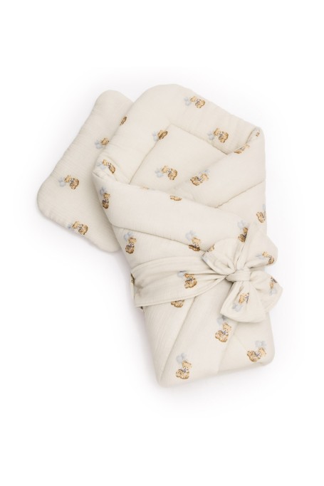 2w1 rożek/pościel z organicznego muślinu - teddy - MY MEMI