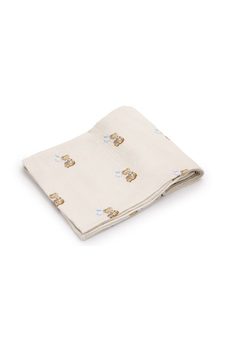 Otulacz muślinowy z bawełny organicznej 100x100 - teddy - MY MEMI 2