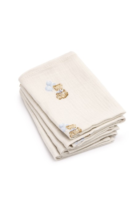 4-pak pieluszek muślinowych z bawełny organicznej 35x35 - teddy - MY MEMI