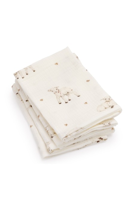 4-pak pieluszek muślinowych z bawełny organicznej 35x35 - little sheeps - MY MEMI