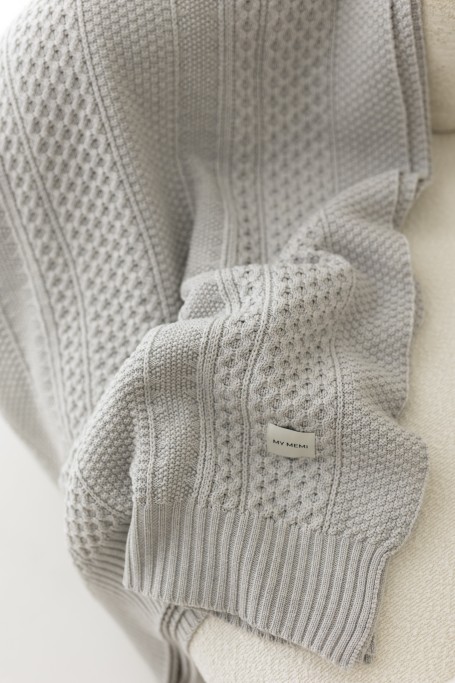 Koc ze 100% wełny merino light grey Vero - premium collection - MY MEMI