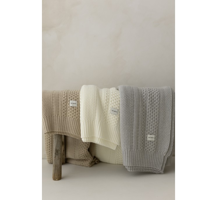 Koc ze 100% wełny merino light grey Vero - premium collection