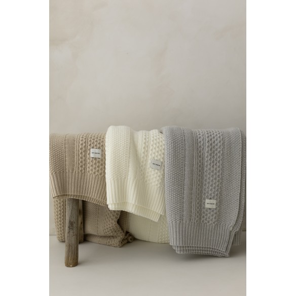 Koc ze 100% wełny merino light grey Vero - premium collection