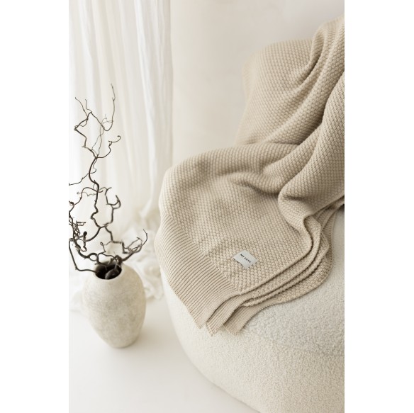 Koc ze 100% wełny merino warm beige Classic - premium collection - MY MEMI