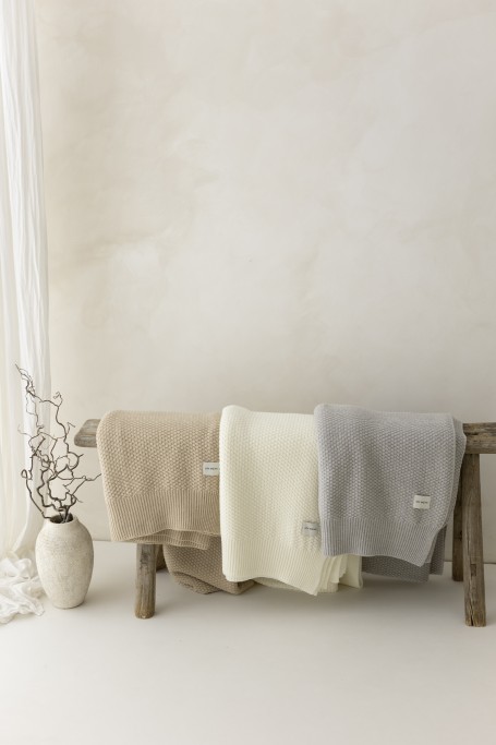 Koc ze 100% wełny merino warm beige Classic - premium collection 2