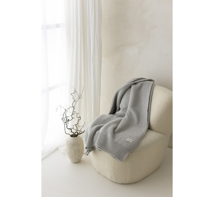 Koc ze 100% wełny merino light grey Classic - premium collection