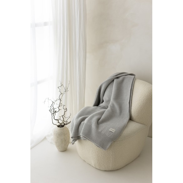 Koc ze 100% wełny merino light grey Classic - premium collection - MY MEMI