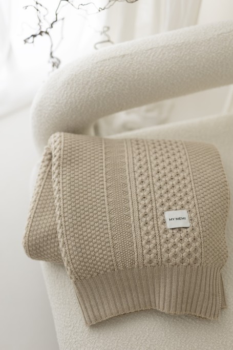 Koc ze 100% wełny merino warm beige Vero - premium collection - MY MEMI