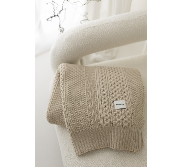 Koc ze 100% wełny merino warm beige Vero - premium collection