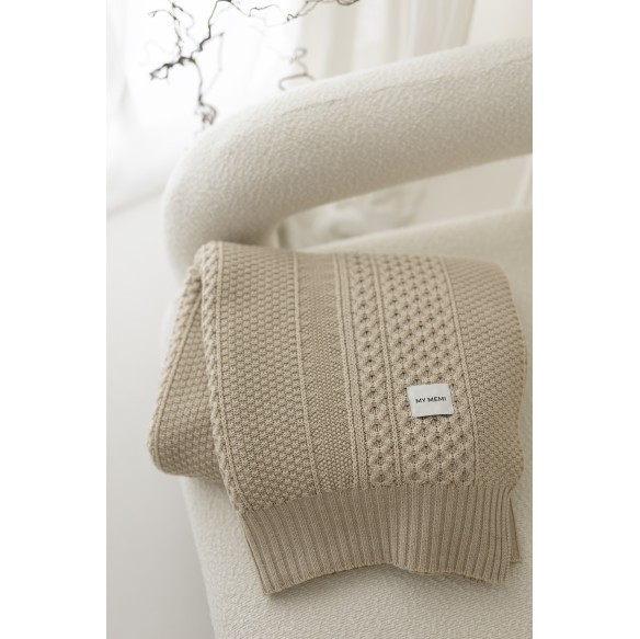 Koc ze 100% wełny merino warm beige Vero - premium collection