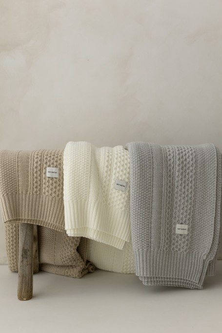 Koc ze 100% wełny merino warm beige Vero - premium collection 2