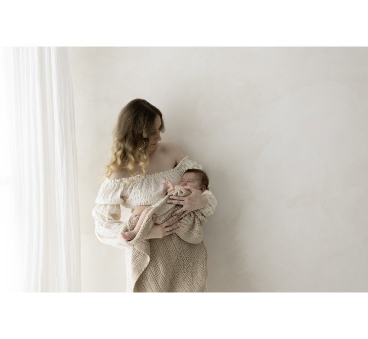 Koc ze 100% wełny merino warm beige Fjord - premium collection - MY MEMI