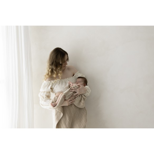 Koc ze 100% wełny merino warm beige Fjord - premium collection - MY MEMI