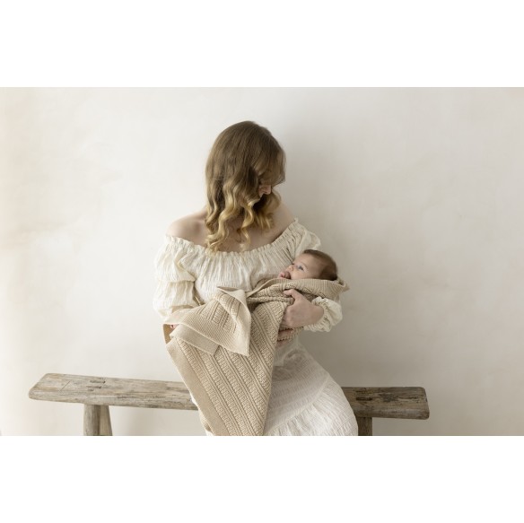 Koc ze 100% wełny merino warm beige Fjord - premium collection