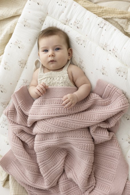 Koc ze 100% wełny merino powder pink Fjord - premium collection - MY MEMI 2