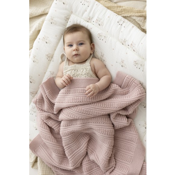 Koc ze 100% wełny merino powder pink Fjord - premium collection