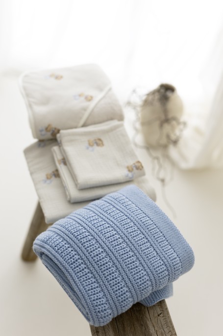 Koc ze 100% wełny merino baby blue Fjord - premium collection - MY MEMI 2