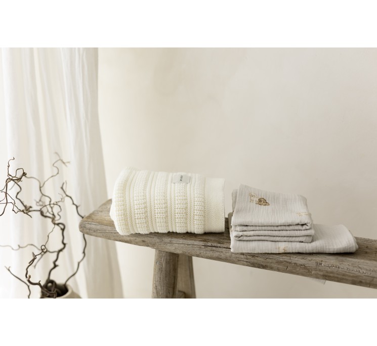 Koc ze 100% wełny merino cream Fjord - premium collection