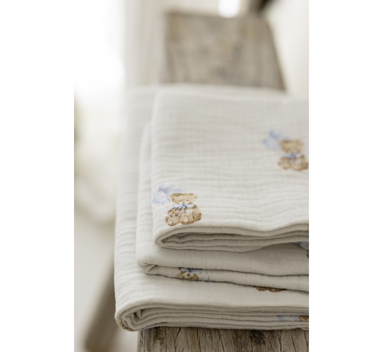 Pieluszka muślinowa z bawełny organicznej 60x65 - teddy