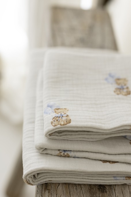 Otulacz muślinowy z bawełny organicznej 100x100 - teddy - MY MEMI