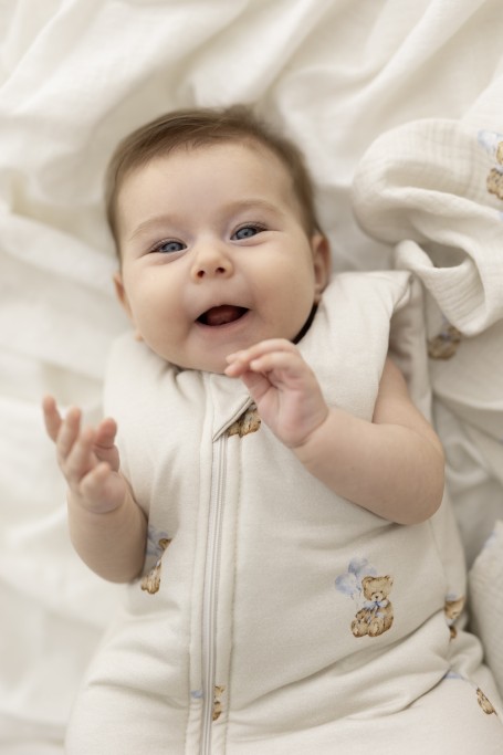 Śpiworek z bawełny organicznej 0 - 5 mies. 2.5 TOG - teddy - MY MEMI