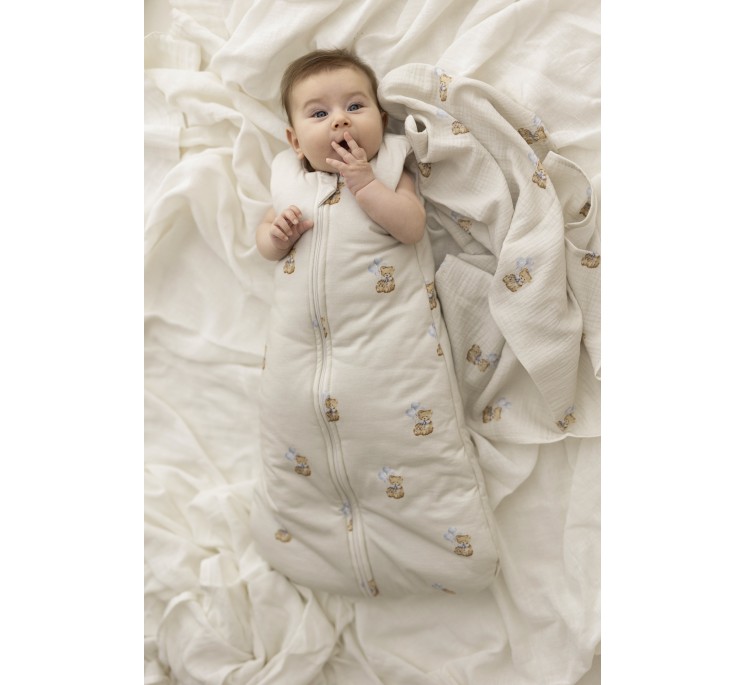 Śpiworek z bawełny organicznej 0 - 5 mies. 2.5 TOG - teddy