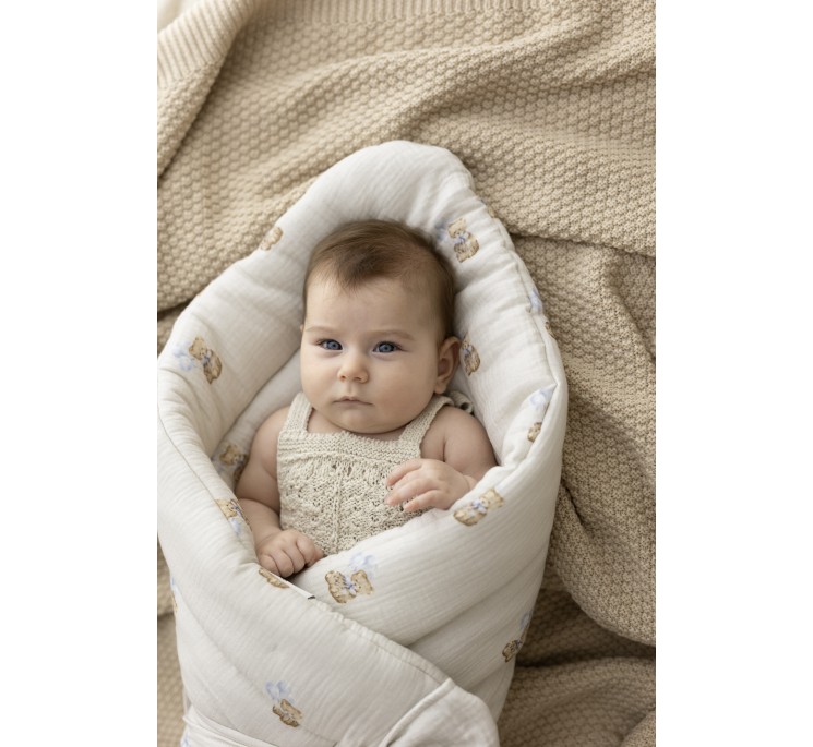 2w1 rożek/pościel z organicznego muślinu - teddy - MY MEMI