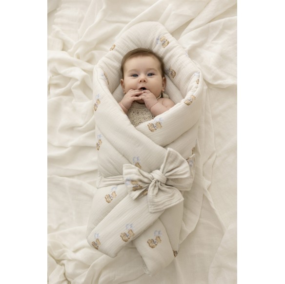 2w1 rożek/pościel z organicznego muślinu - teddy - MY MEMI