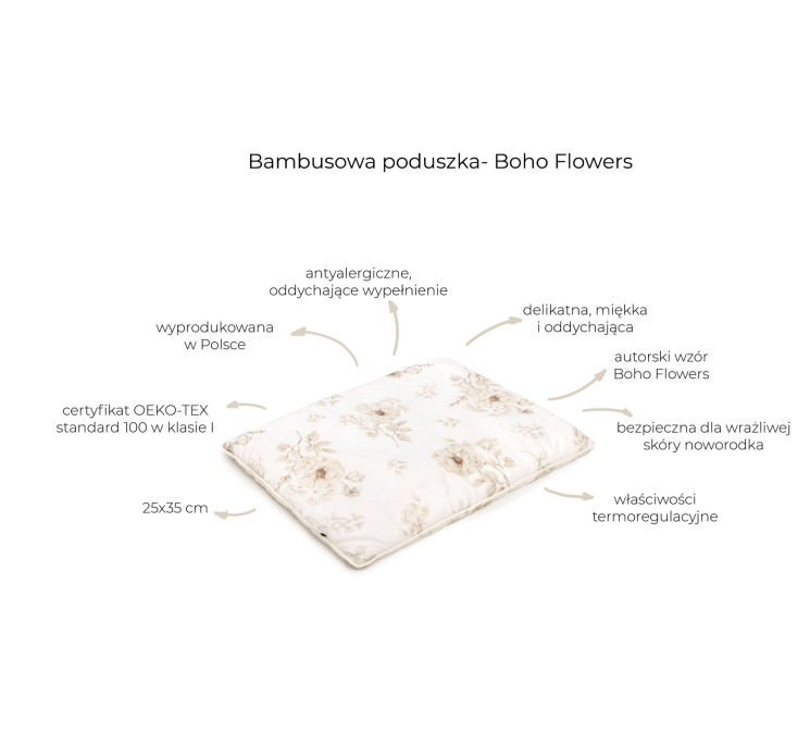 Bambusowa poduszka 25x35 - boho flowers