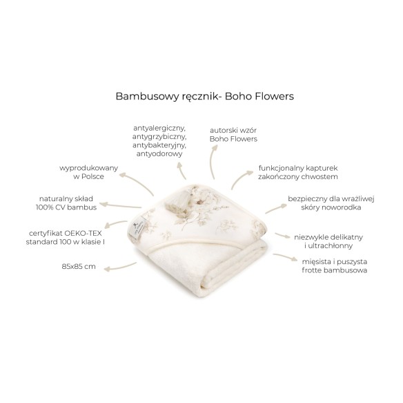Bambusowy ręcznik- boho flowers