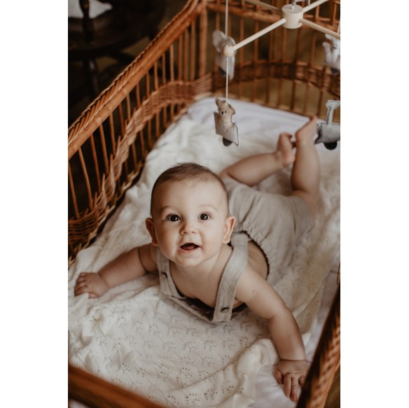 Ażurowy kocyk bambusowy 80x100 cream