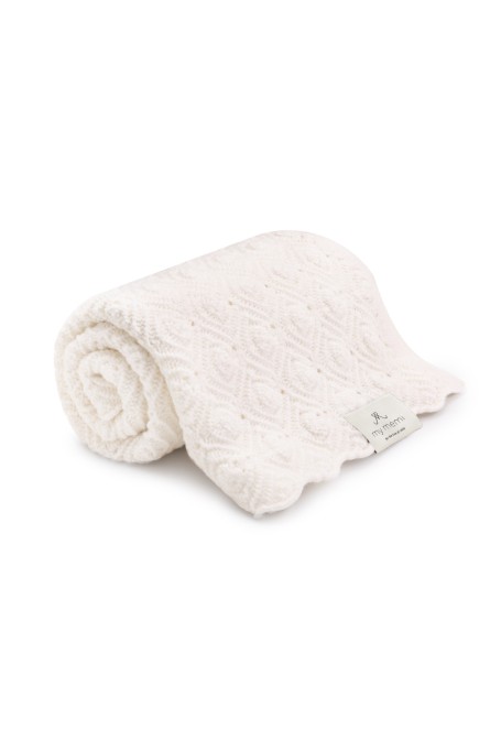 Kocyk ze 100% wełny merino cream (śmietankowy)  Pearl - premium collection - MY MEMI 2