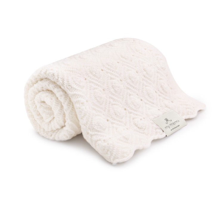 Kocyk ze 100% wełny merino cream Pearl - premium collection