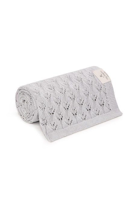 Ażurowy kocyk bambusowy 80x100 light grey