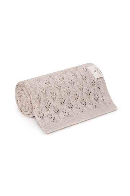 Ażurowy kocyk bambusowy 80x100 light beige 2