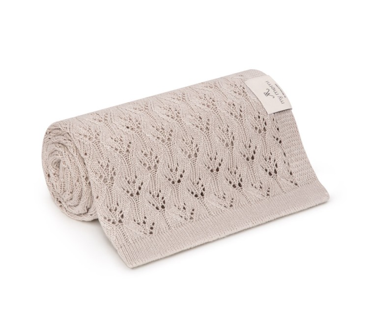 Ażurowy kocyk bambusowy 80x100 light beige