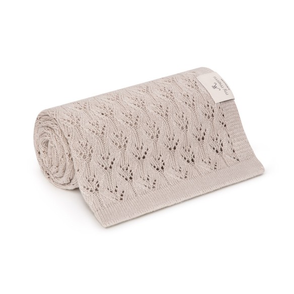 Ażurowy kocyk bambusowy 80x100 light beige